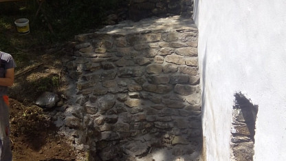 Mlýn, Zahrádka, 2016- rekonstrukce opěrných zdí náhonu mlýnského kola